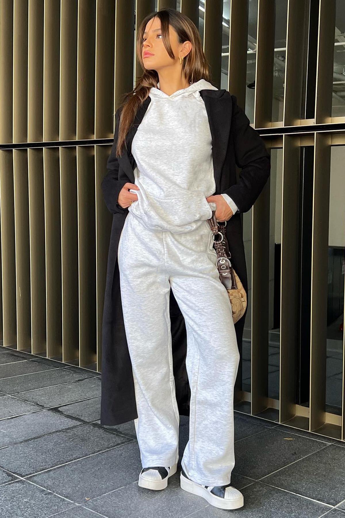 Bej Wide Leg Basic Eşofman Altı MG1916