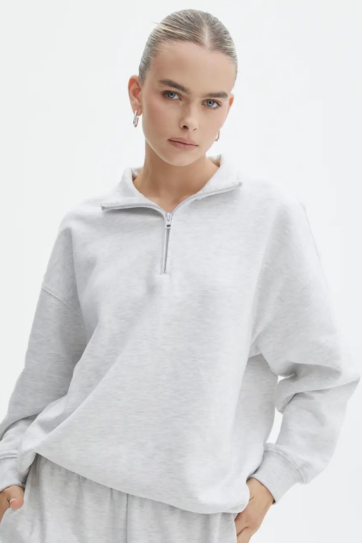 Grimelanj Fermuar Detaylı Oversize Sweatshirt MG1933