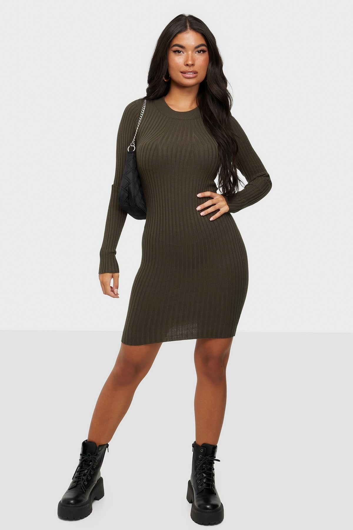 Haki  Bodycon Fitilli Mini Elbise MG1710