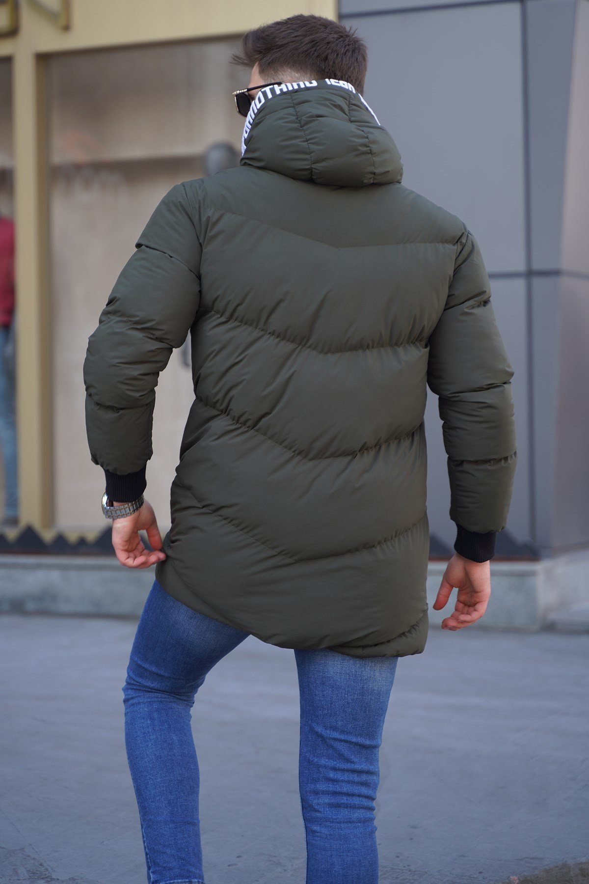 Haki Kapşonlu Basic Şişme Mont 5773