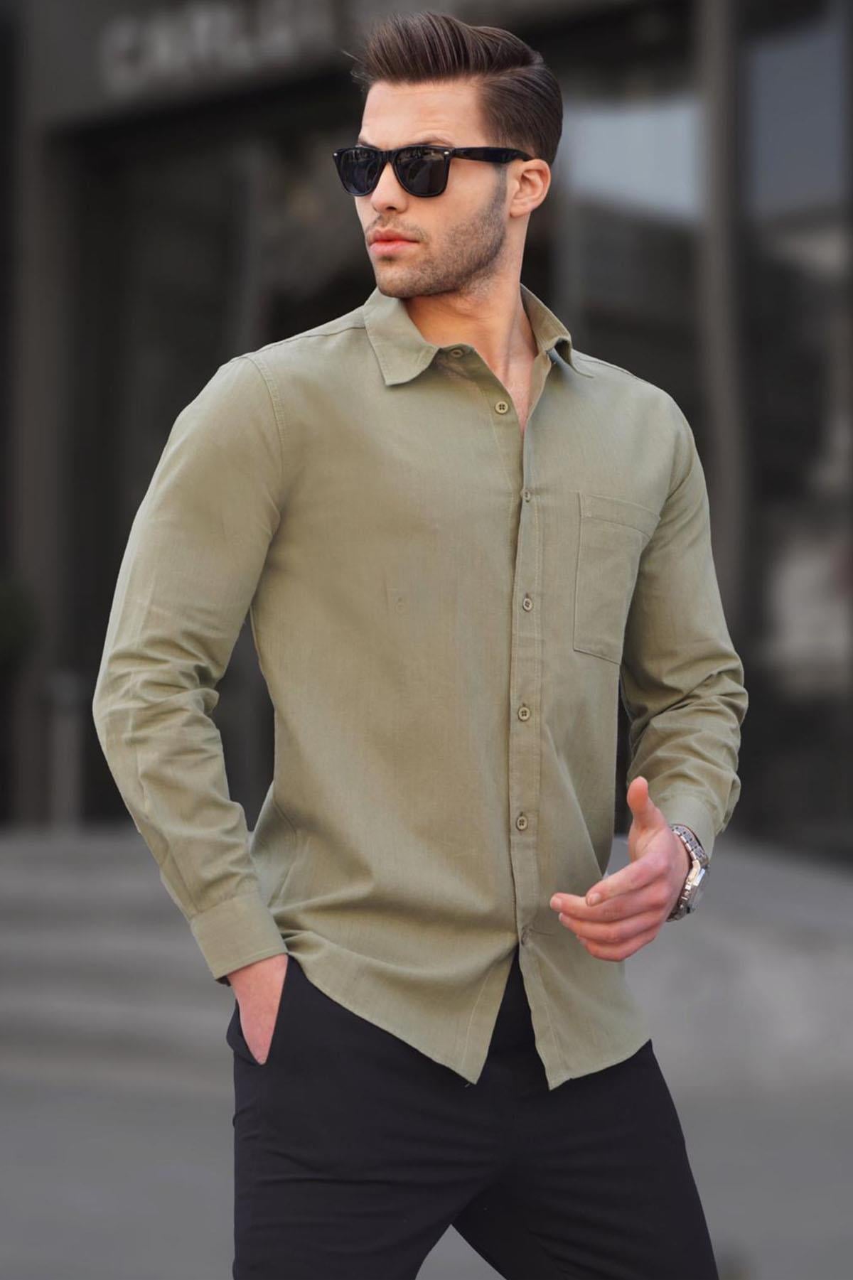 Haki Regular Fit Erkek Gömlek 5592