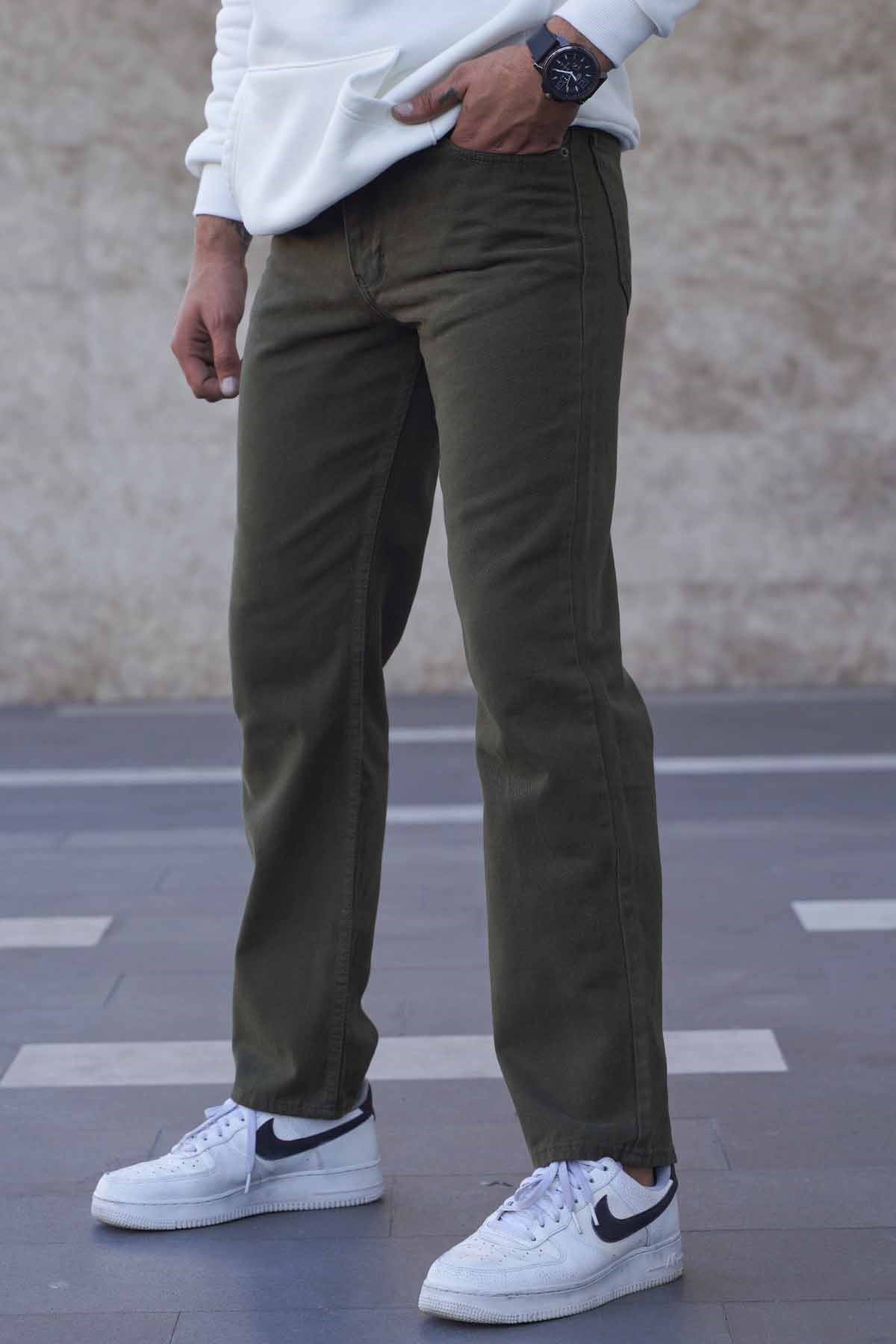 Haki Straight Fit Erkek Jean Pantolon 6312