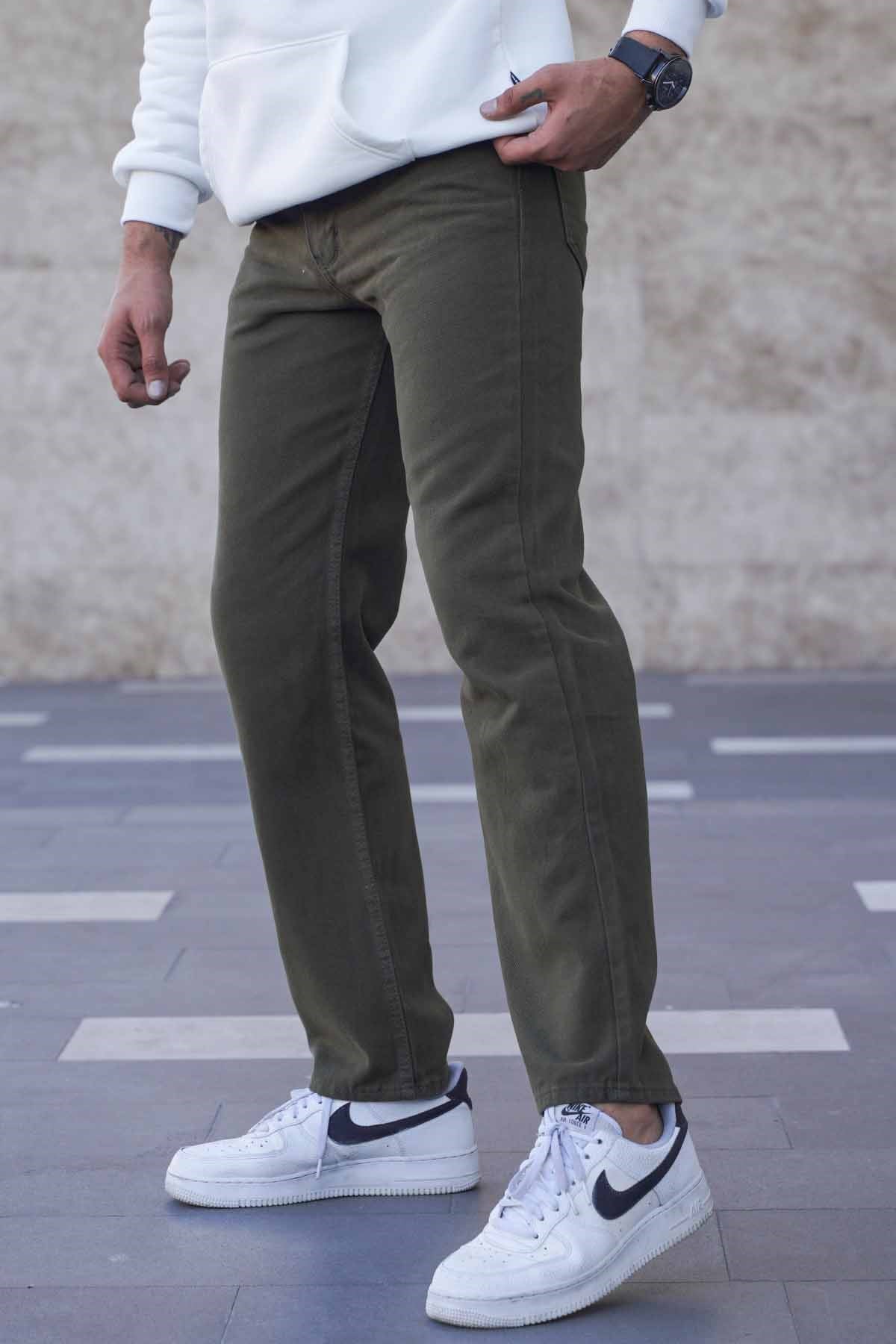 Haki Straight Fit Erkek Jean Pantolon 6312