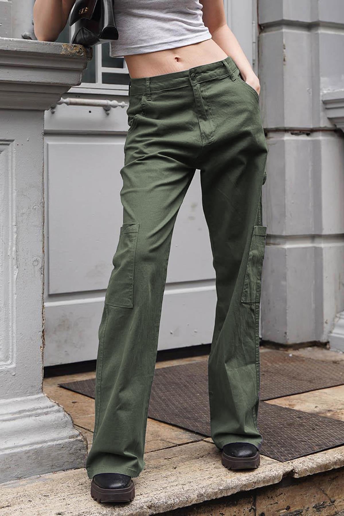 Haki Straight Fit Kargo Pantolon MG1601