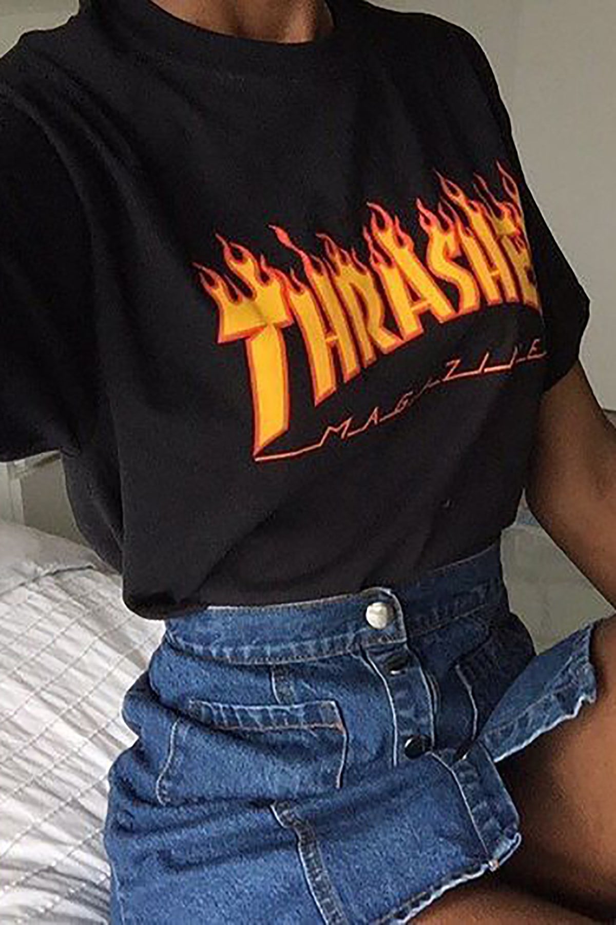 Kadın Siyah Baskılı Oversize T-shirt MG1346