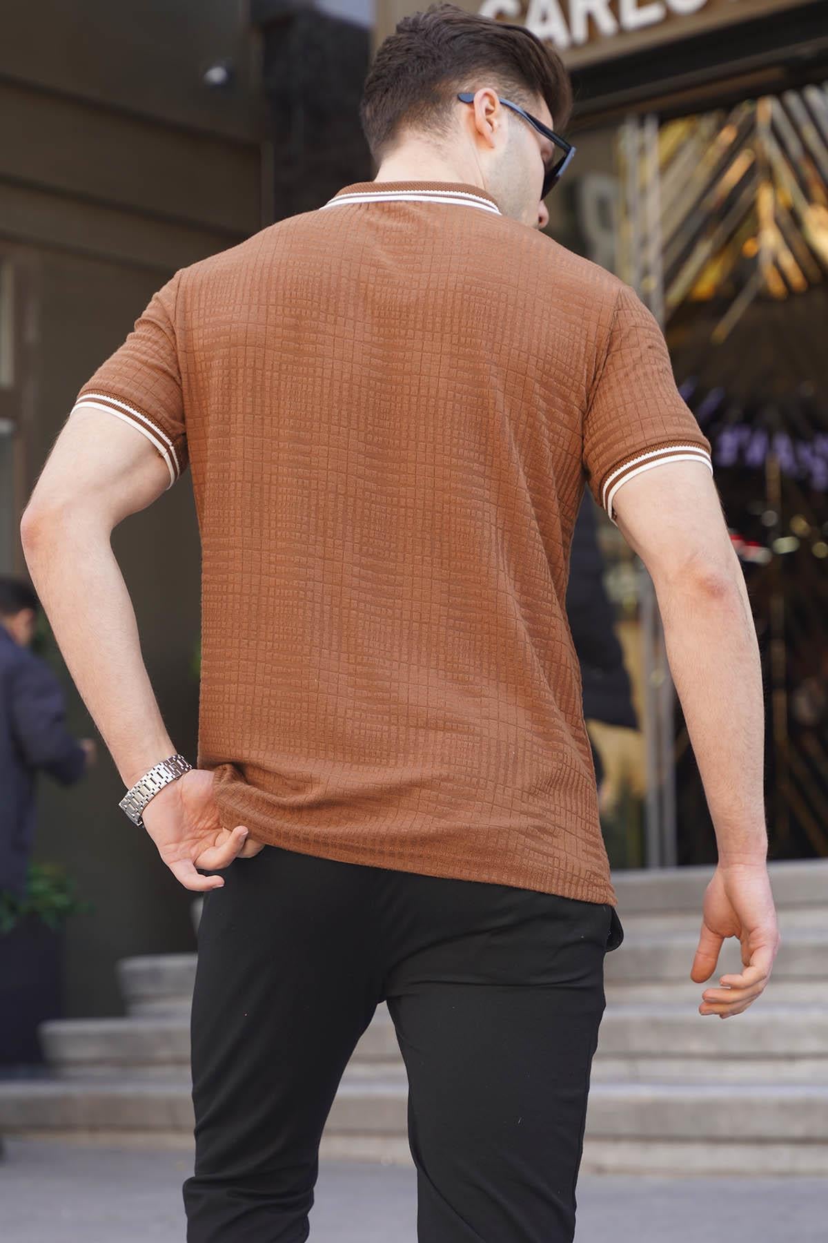 Kahverengi Basic Regular Fit Erkek Polo Yaka Tişört 6100