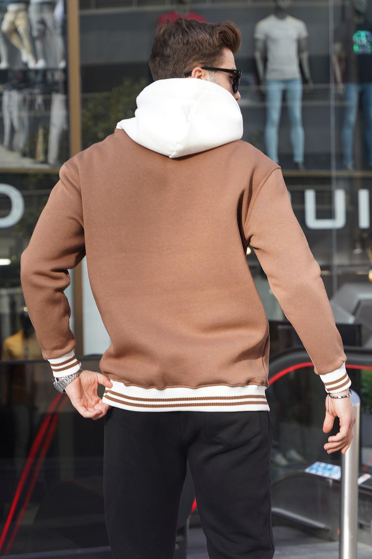 Kahverengi Oversize Kapüşonlu Sweatshirt 6139