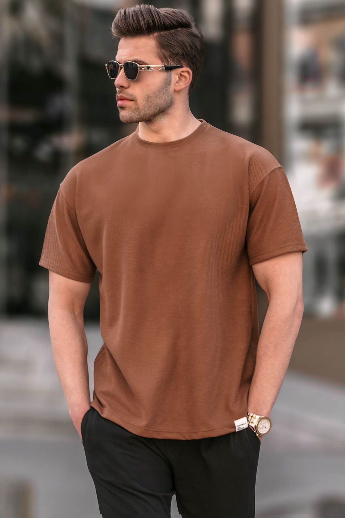 Kahverengi Regular Fit Basic Erkek Tişört 6099