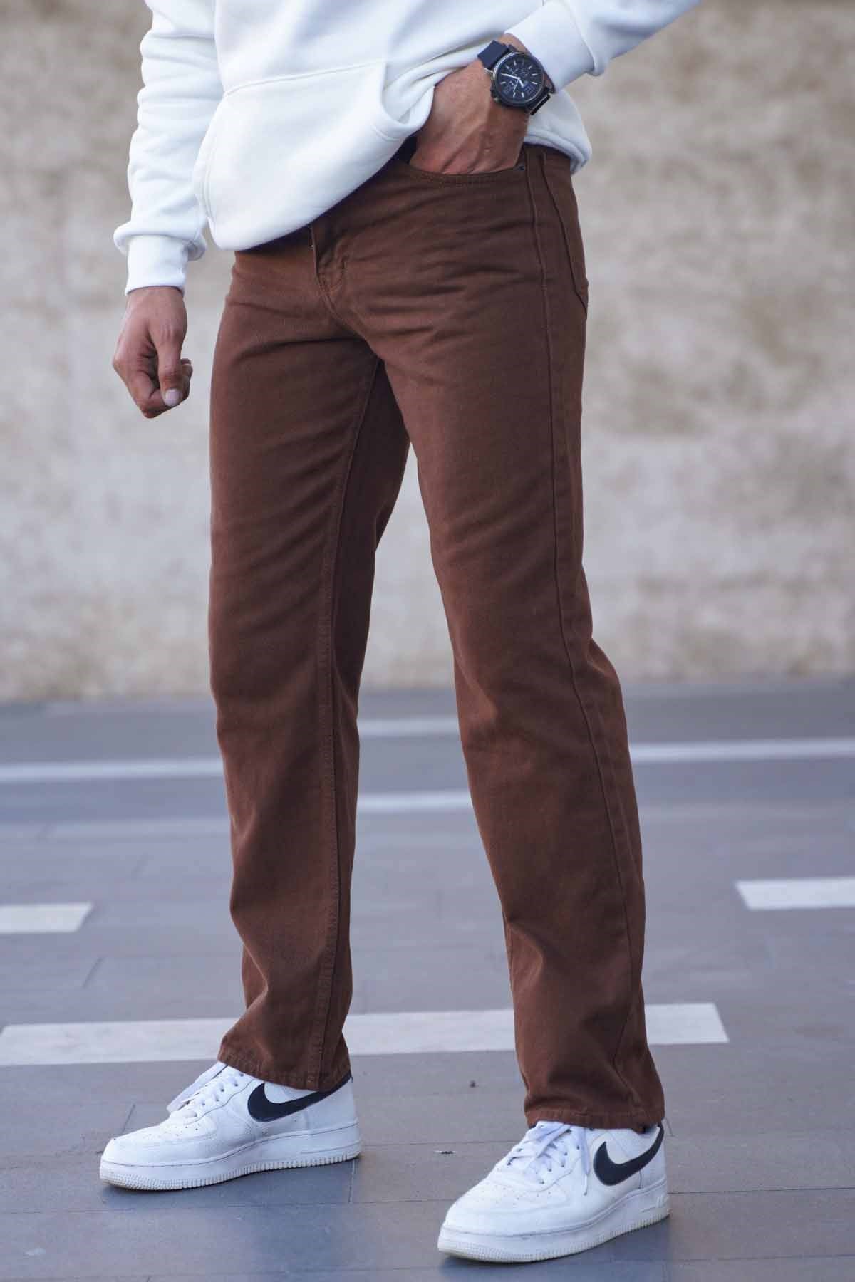Kahverengi Straight Fit Erkek Jean Pantolon 6312