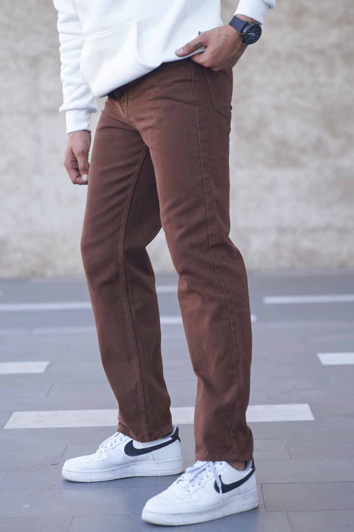 Kahverengi Straight Fit Erkek Jean Pantolon 6312
