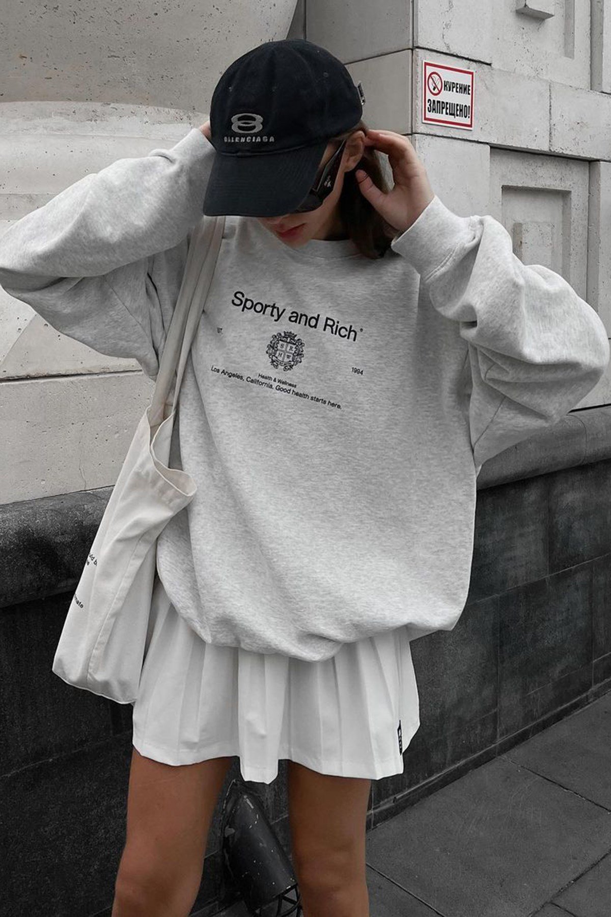 Karmelanj Bisiklet Yaka Baskılı Oversize Kadın Sweatshirt MG1577