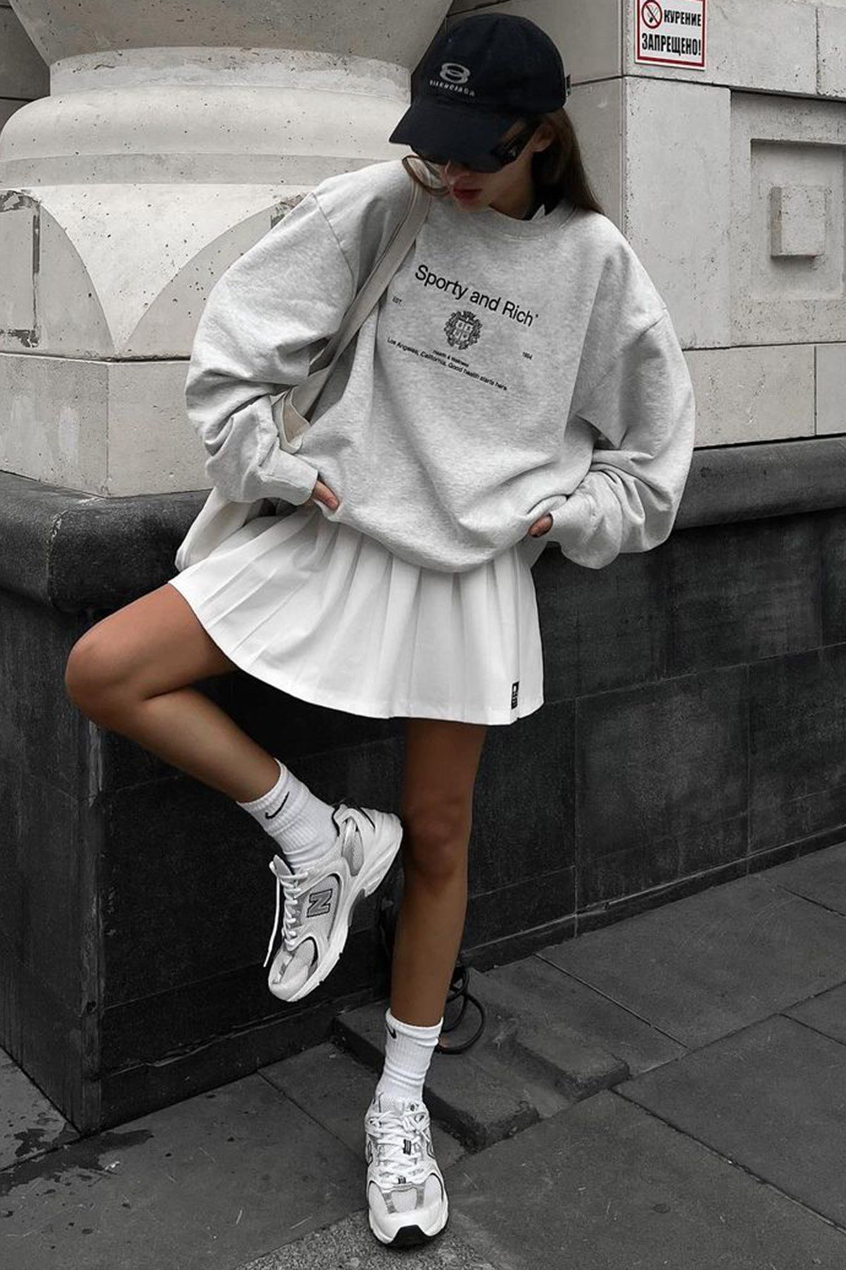 Karmelanj Bisiklet Yaka Baskılı Oversize Kadın Sweatshirt MG1577