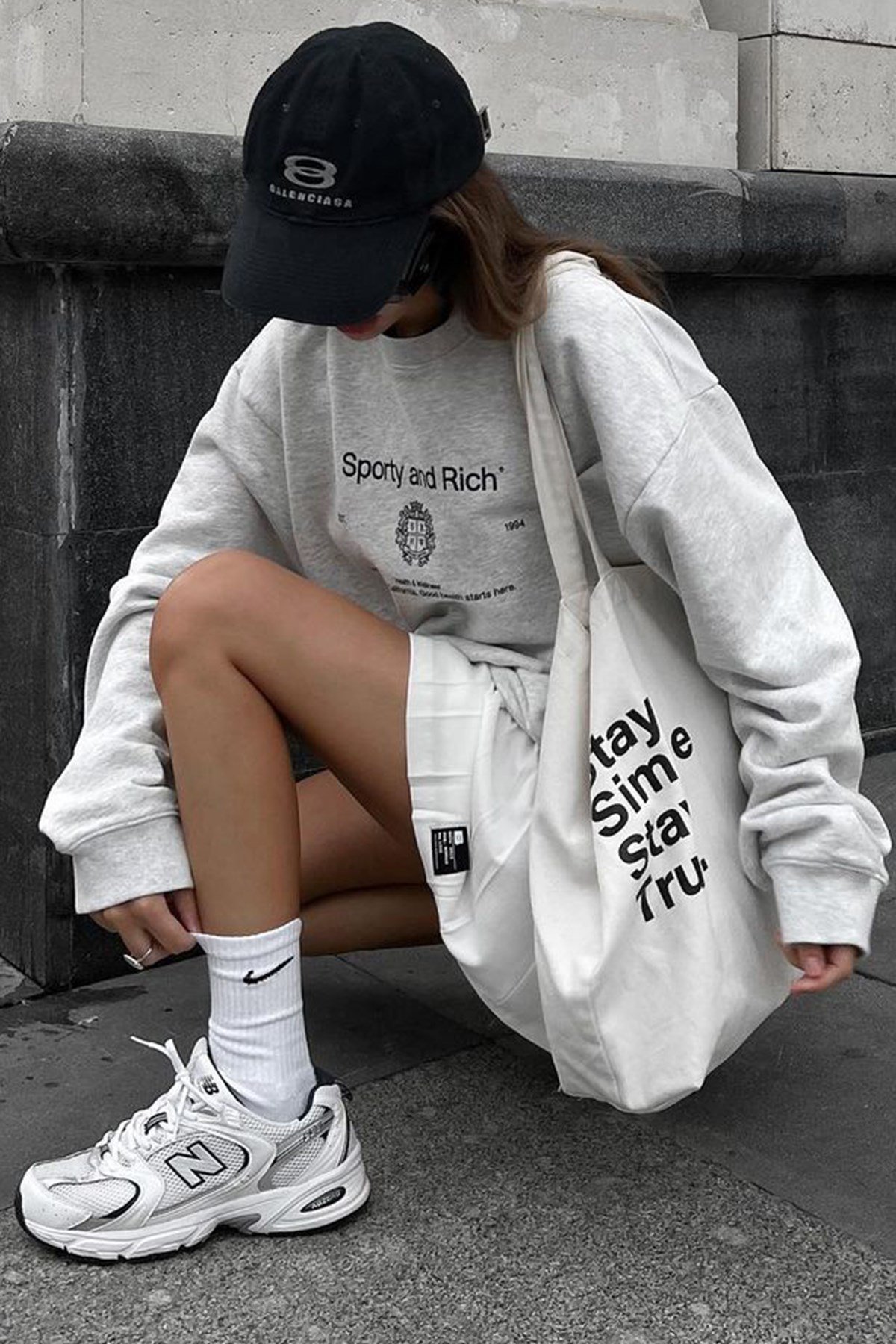 Karmelanj Bisiklet Yaka Baskılı Oversize Kadın Sweatshirt MG1577