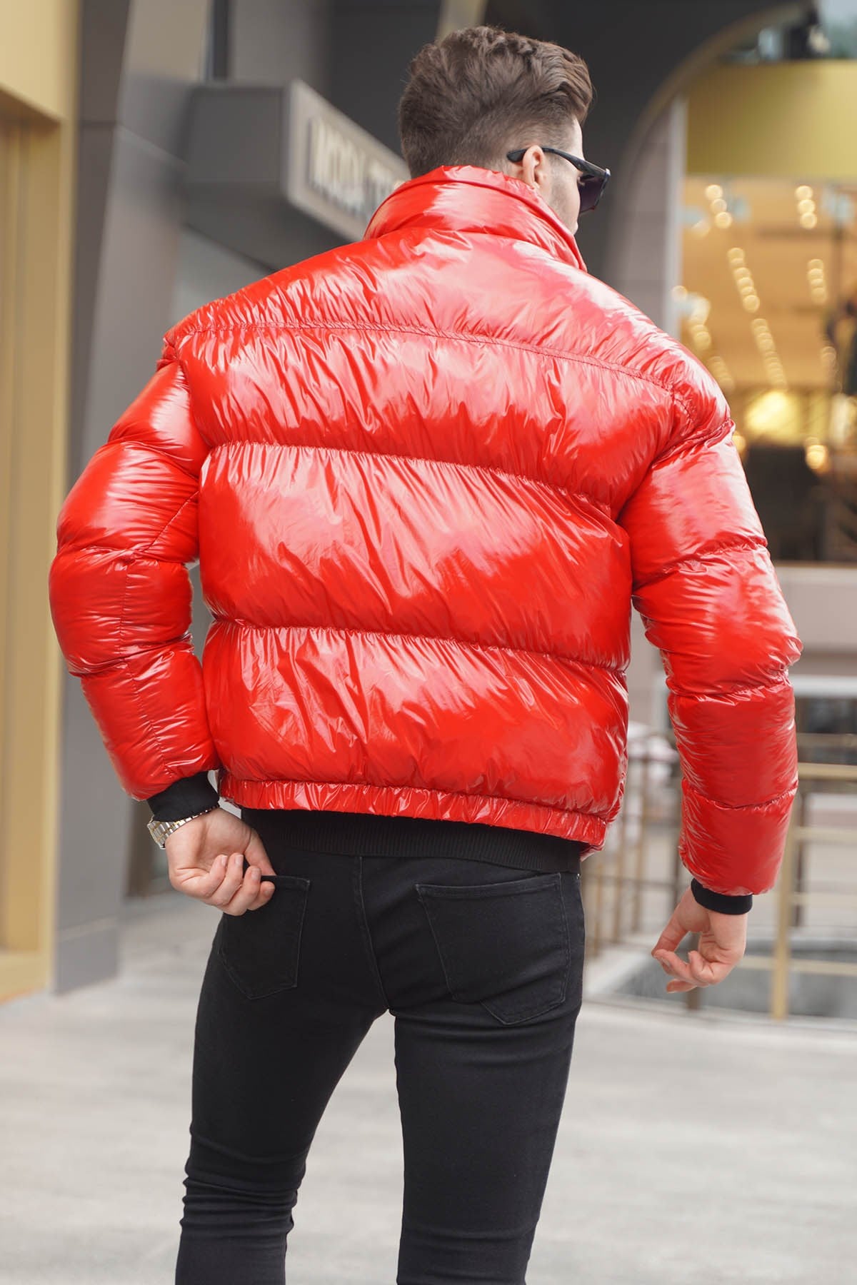 Kırmızı Parlak Basic Şişme Mont 5993