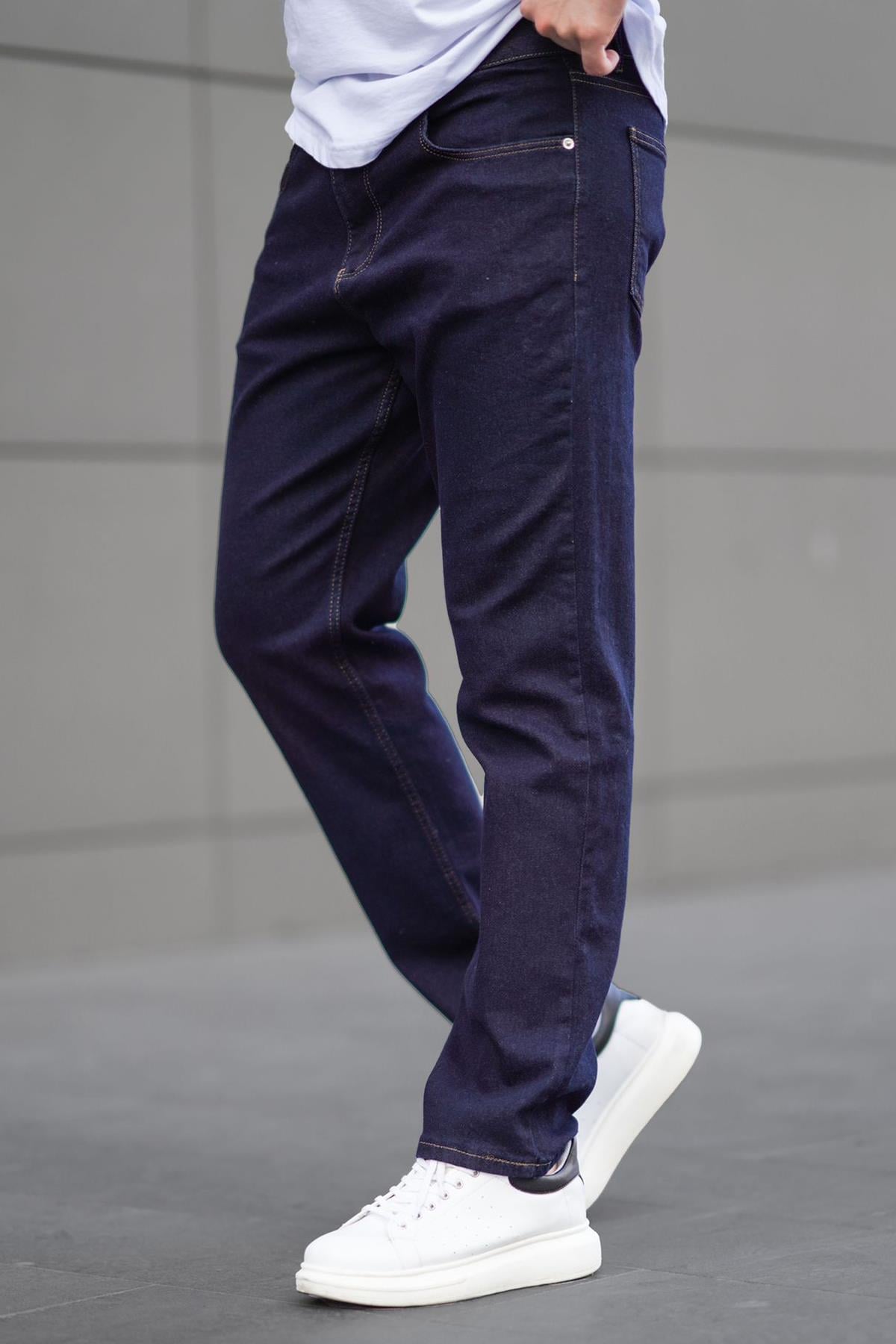 Koyu Mavi Straight Fit Erkek Kot Pantolon Jeans 6856