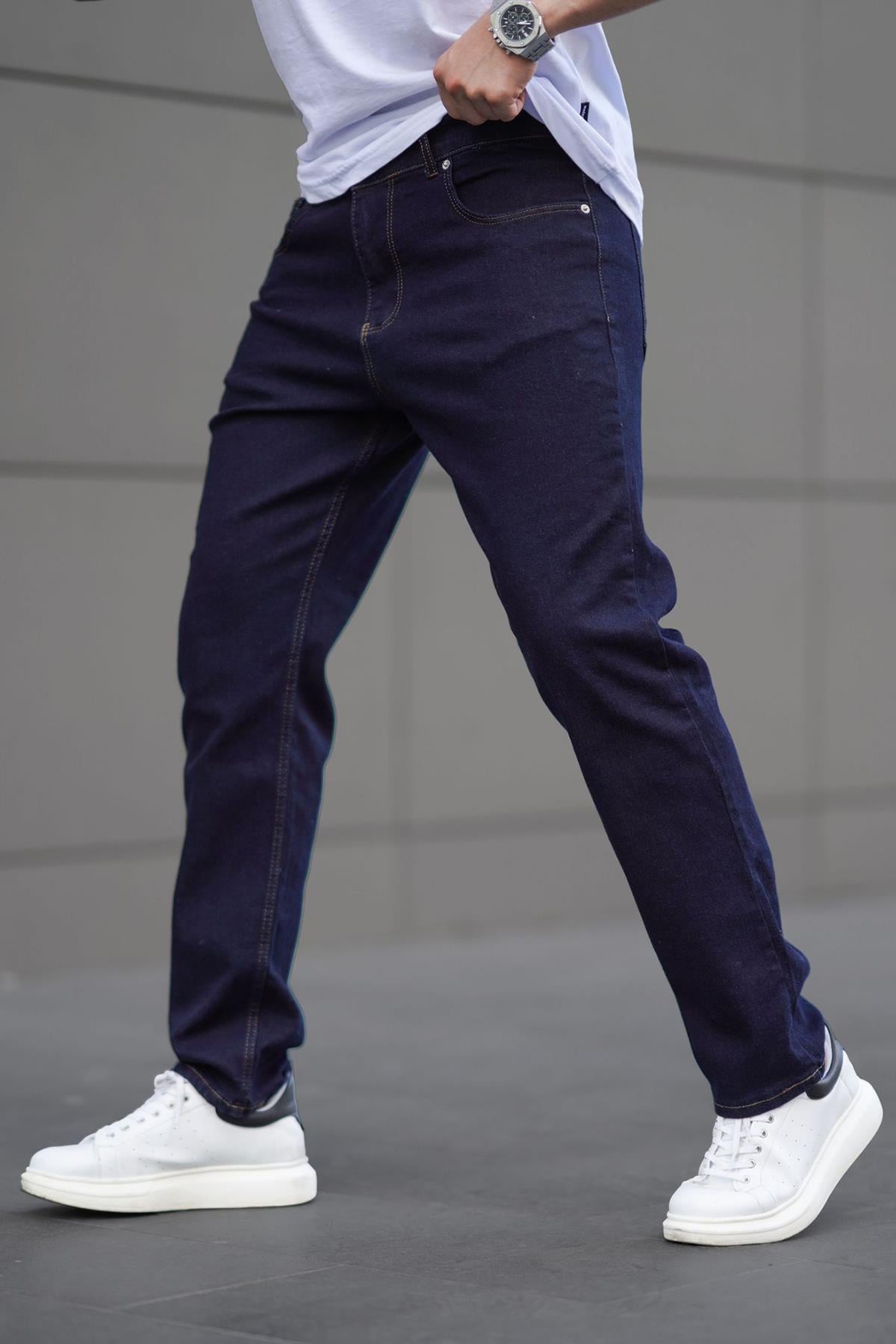 Koyu Mavi Straight Fit Erkek Kot Pantolon Jeans 6856