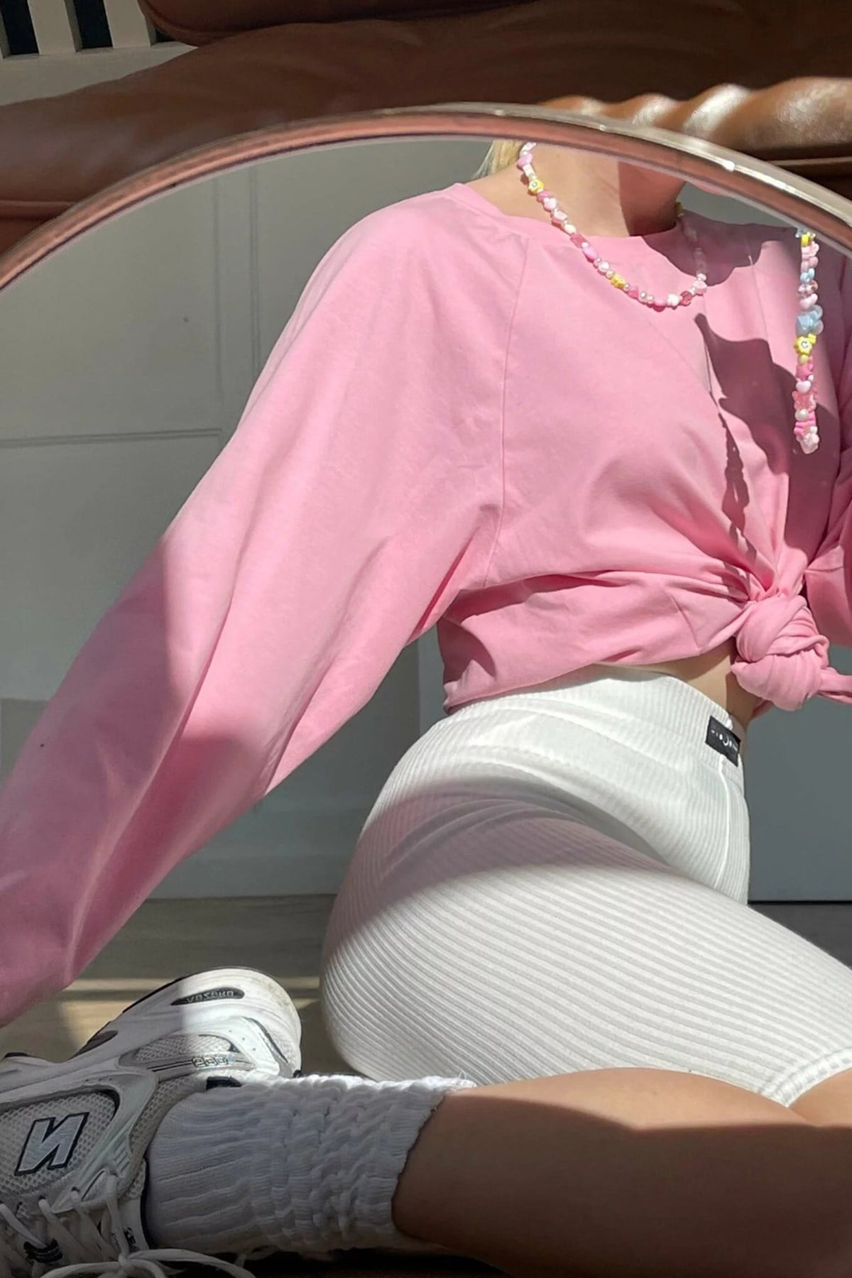 Koyu Pembe Basic Bisiklet Yaka Kadın Sweatshirt MG1676