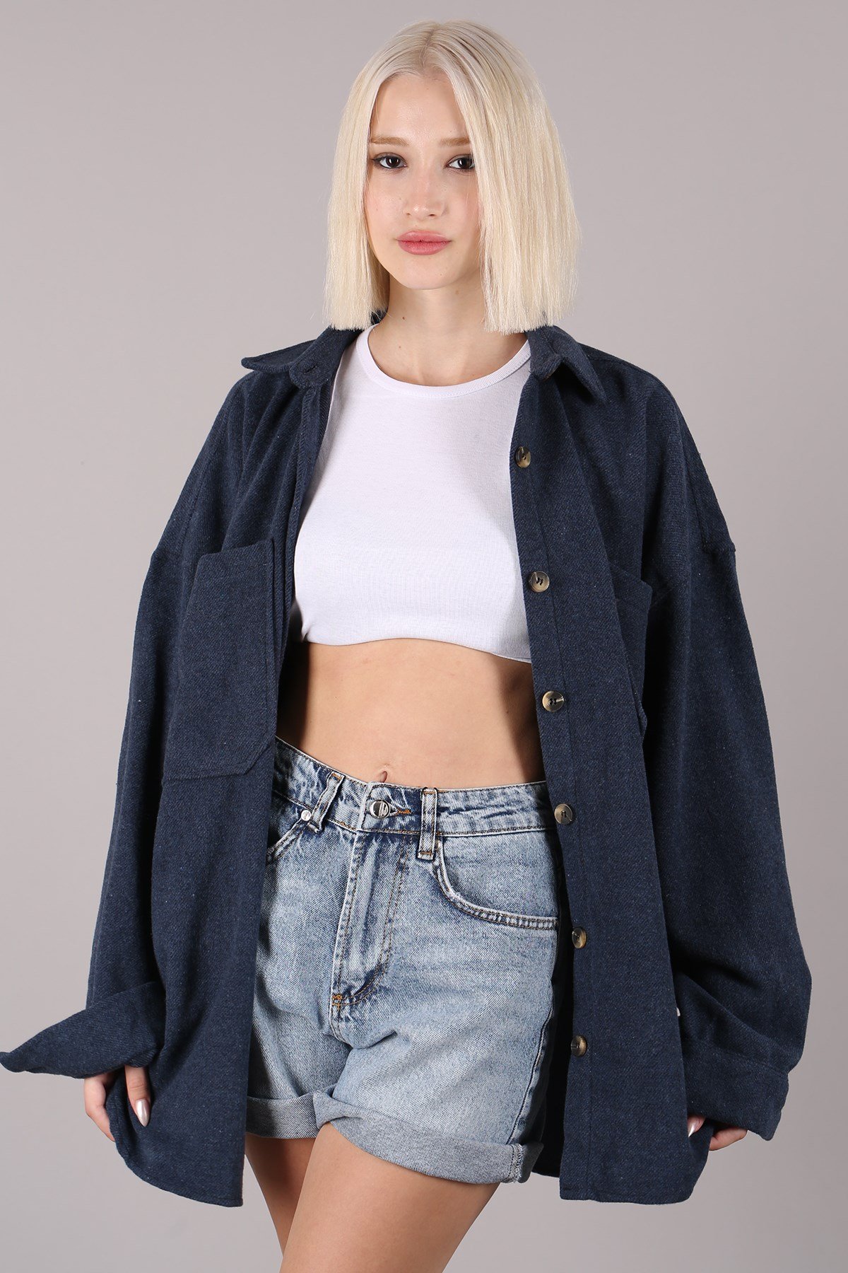 Lacivert Oversize Gömlek Ceket MG1562