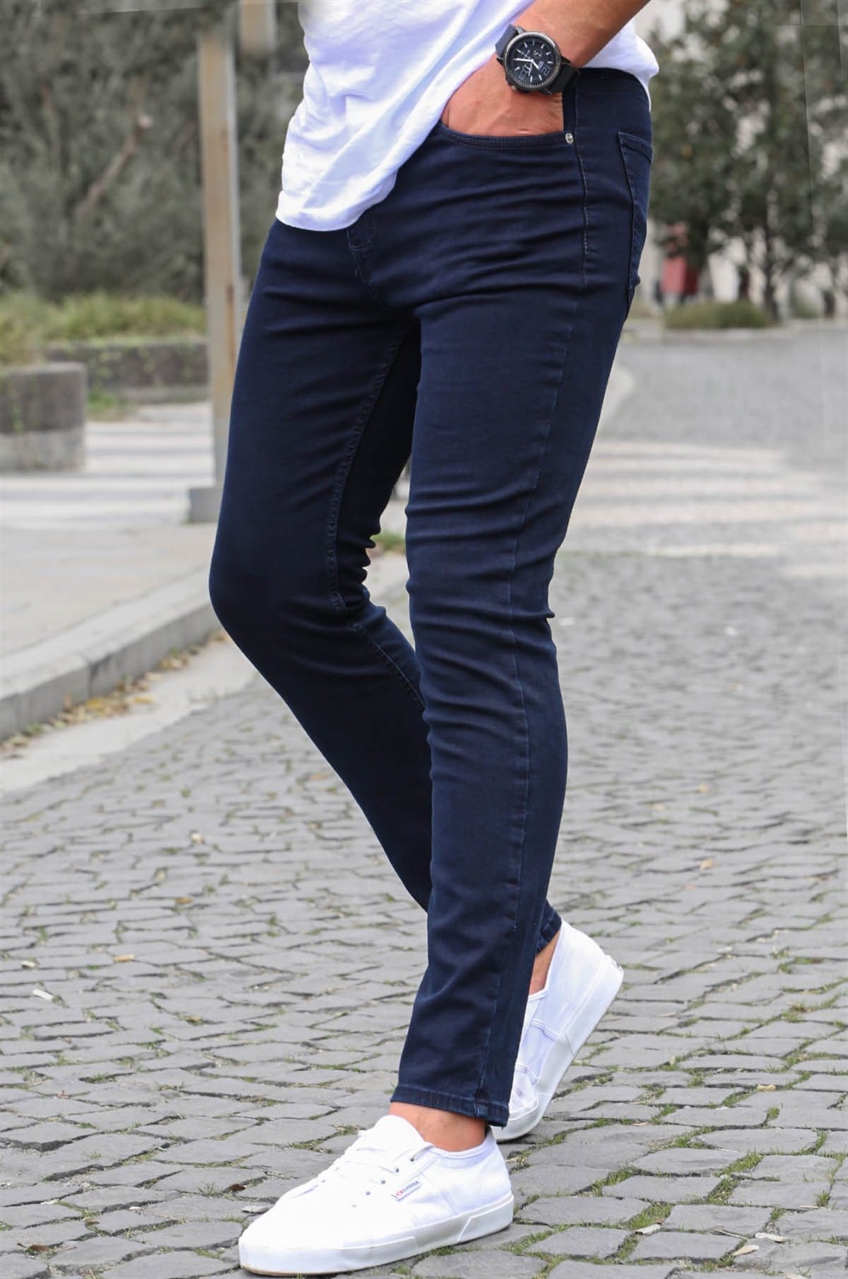 Lacivert Süper Likralı Skinny Fit Erkek Jean Pantolon 6302