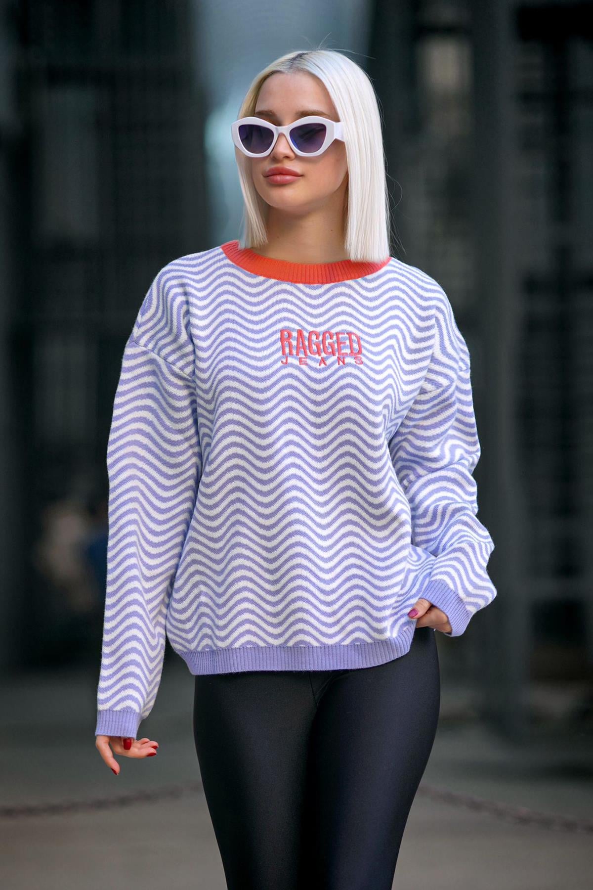 Lila Oversize Kadın Kazak MG1251