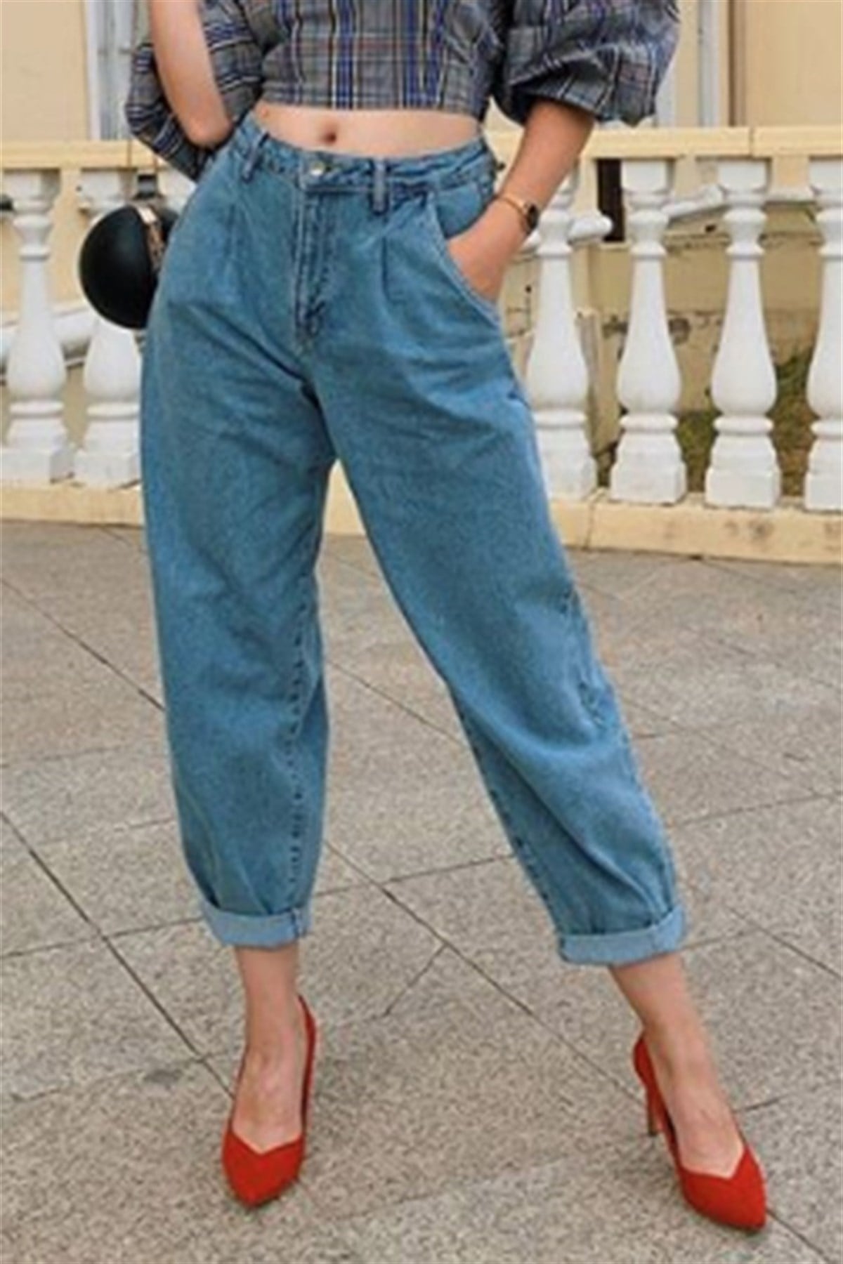 Mad Girls Soft Blue Mom Jean MG299