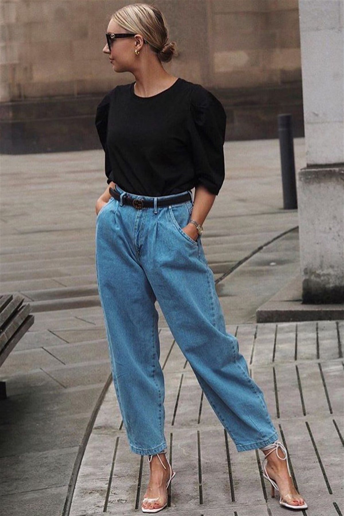 Mad Girls Soft Blue Mom Jean MG299