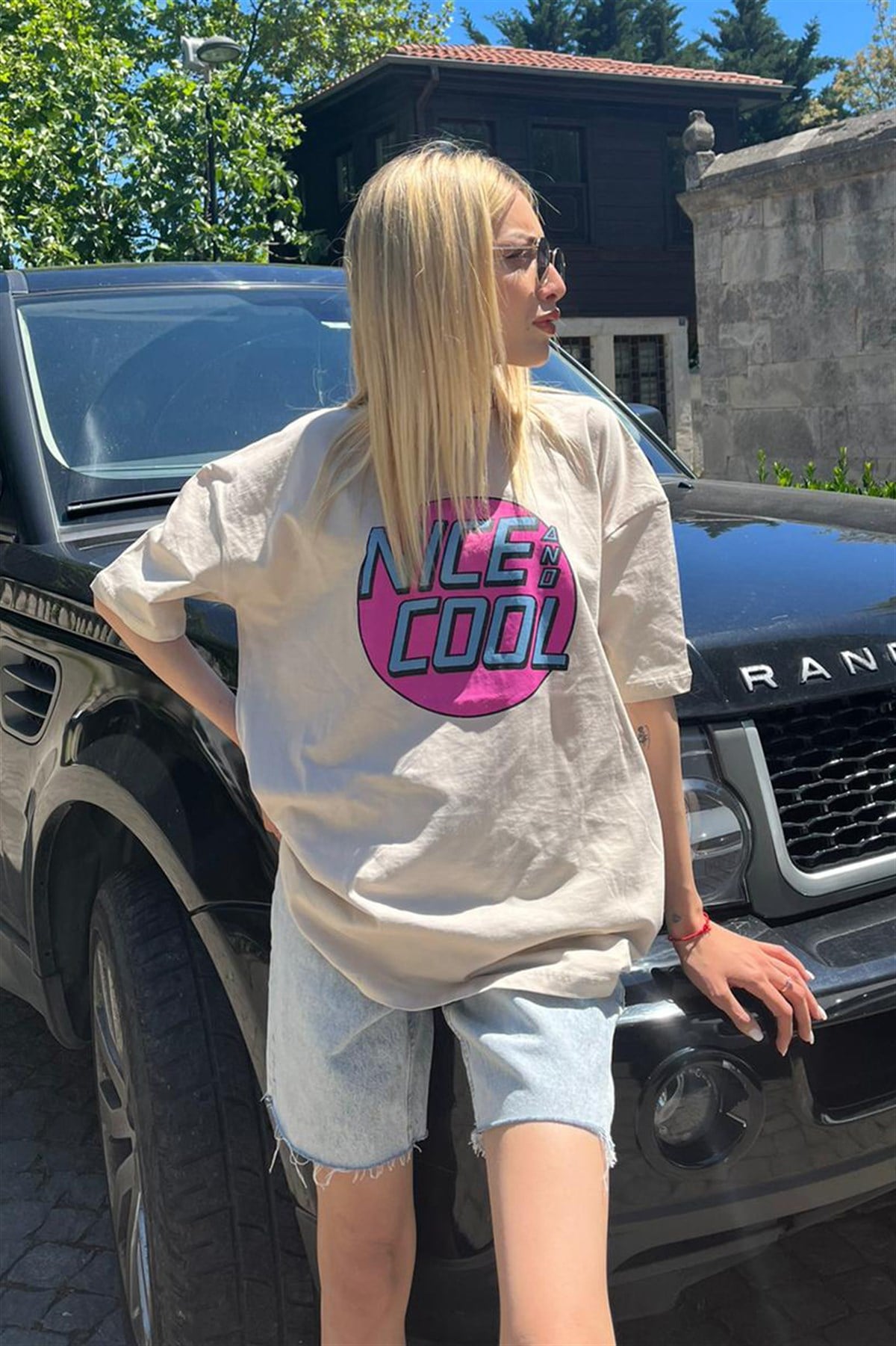 Mad Girls Bej Baskılı Tişört Mg1149