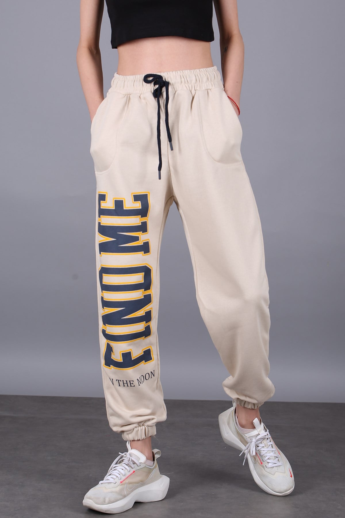 Mad Girls Beige Sweatpants MG1101