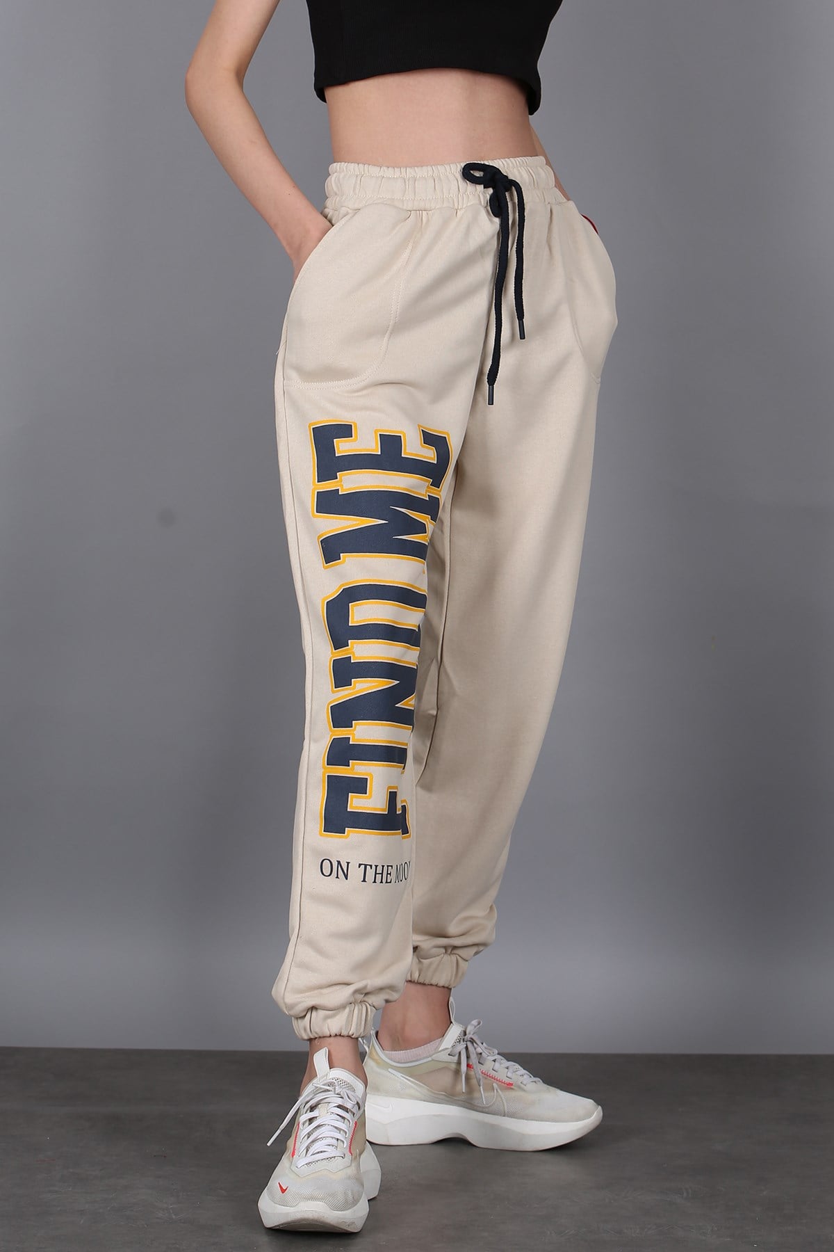 Mad Girls Beige Sweatpants MG1101