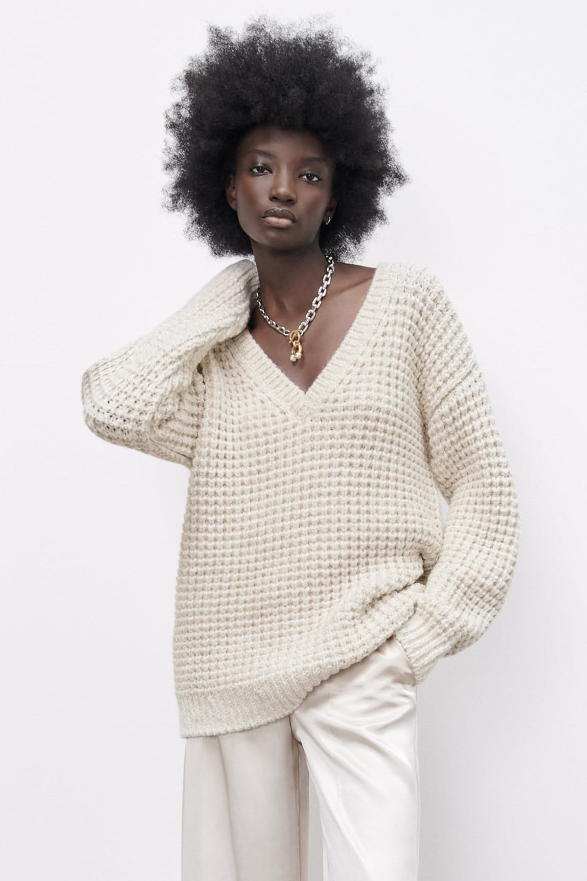Mad Girls Bej Oversize Kazak MG1440