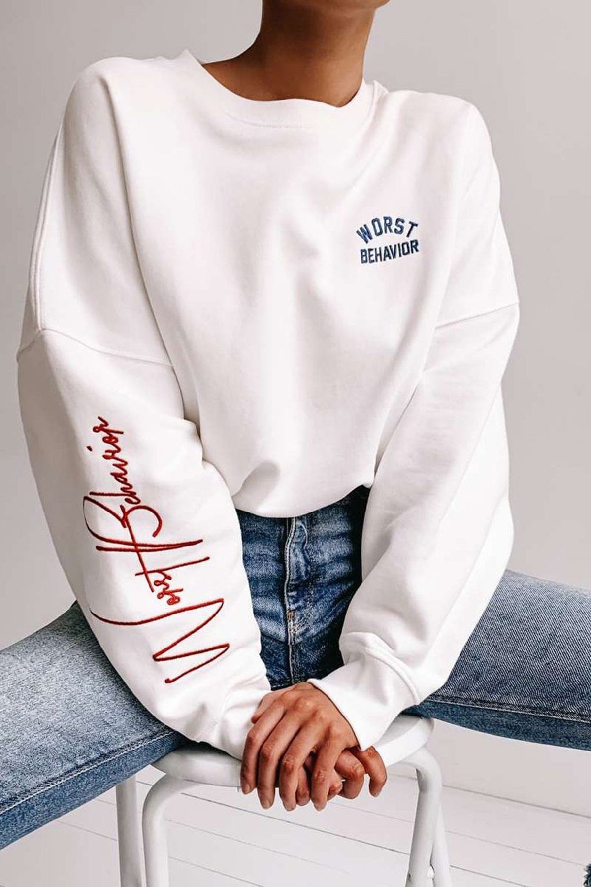 Mad Girls Beyaz Sweatshirt MG1180