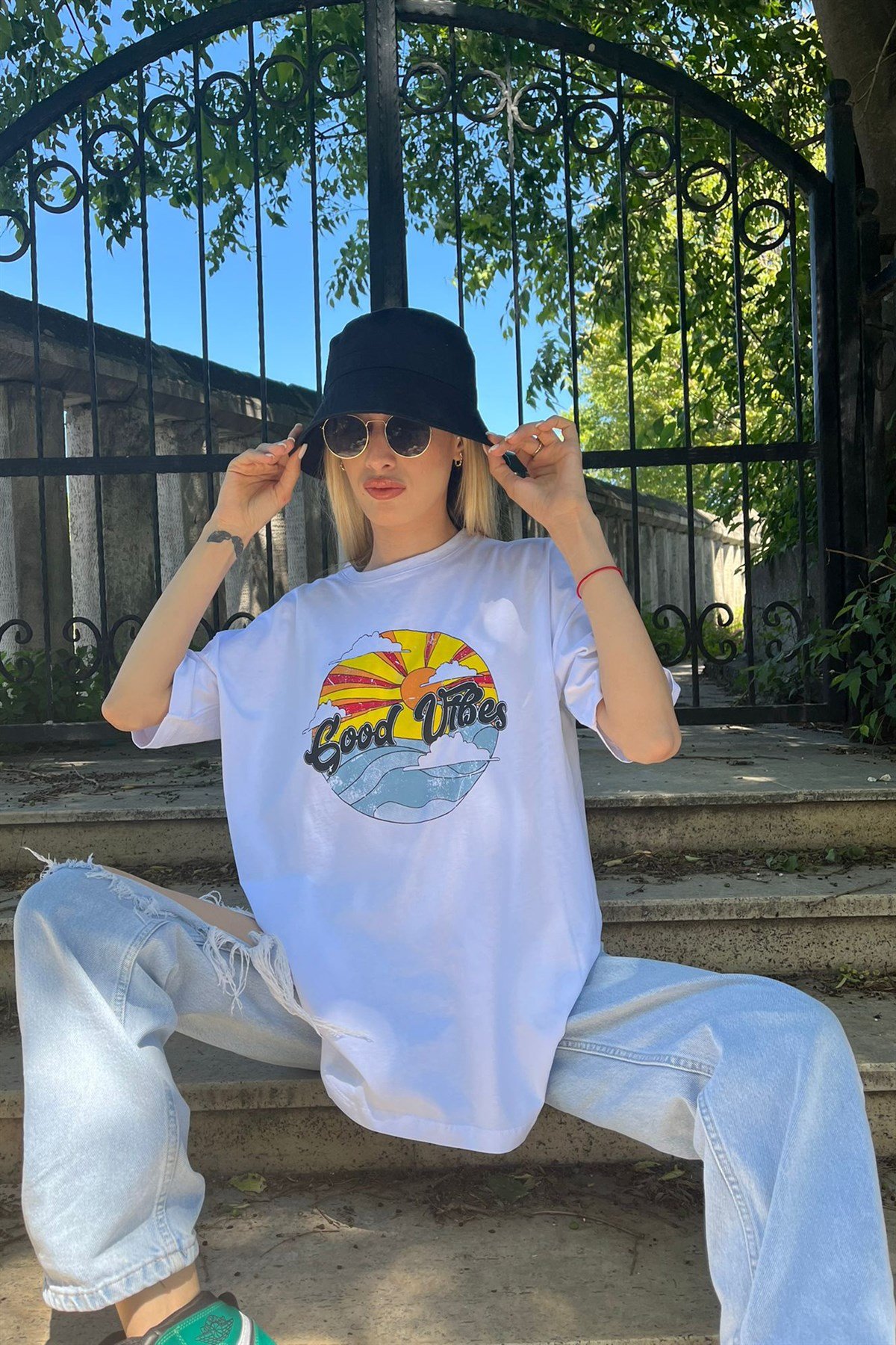 Mad Girls Beyaz Baskılı Tişört Mg1148
