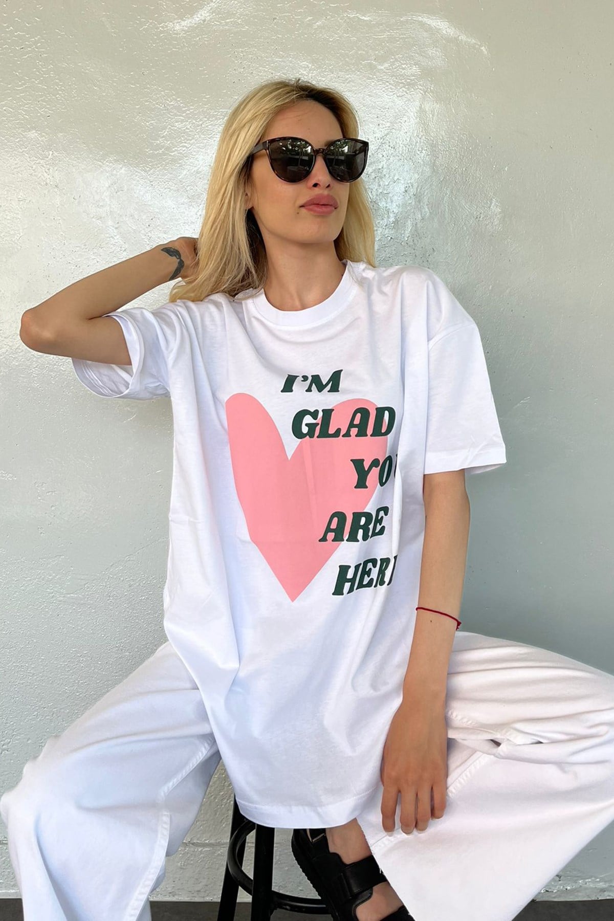 Mad Girls Beyaz Baskılı Tişört Mg1202