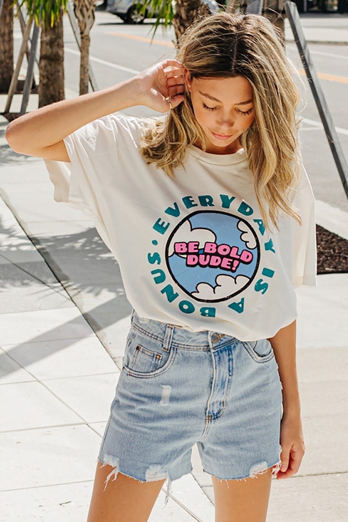 Mad Girls Beyaz Baskılı Tişört MG948
