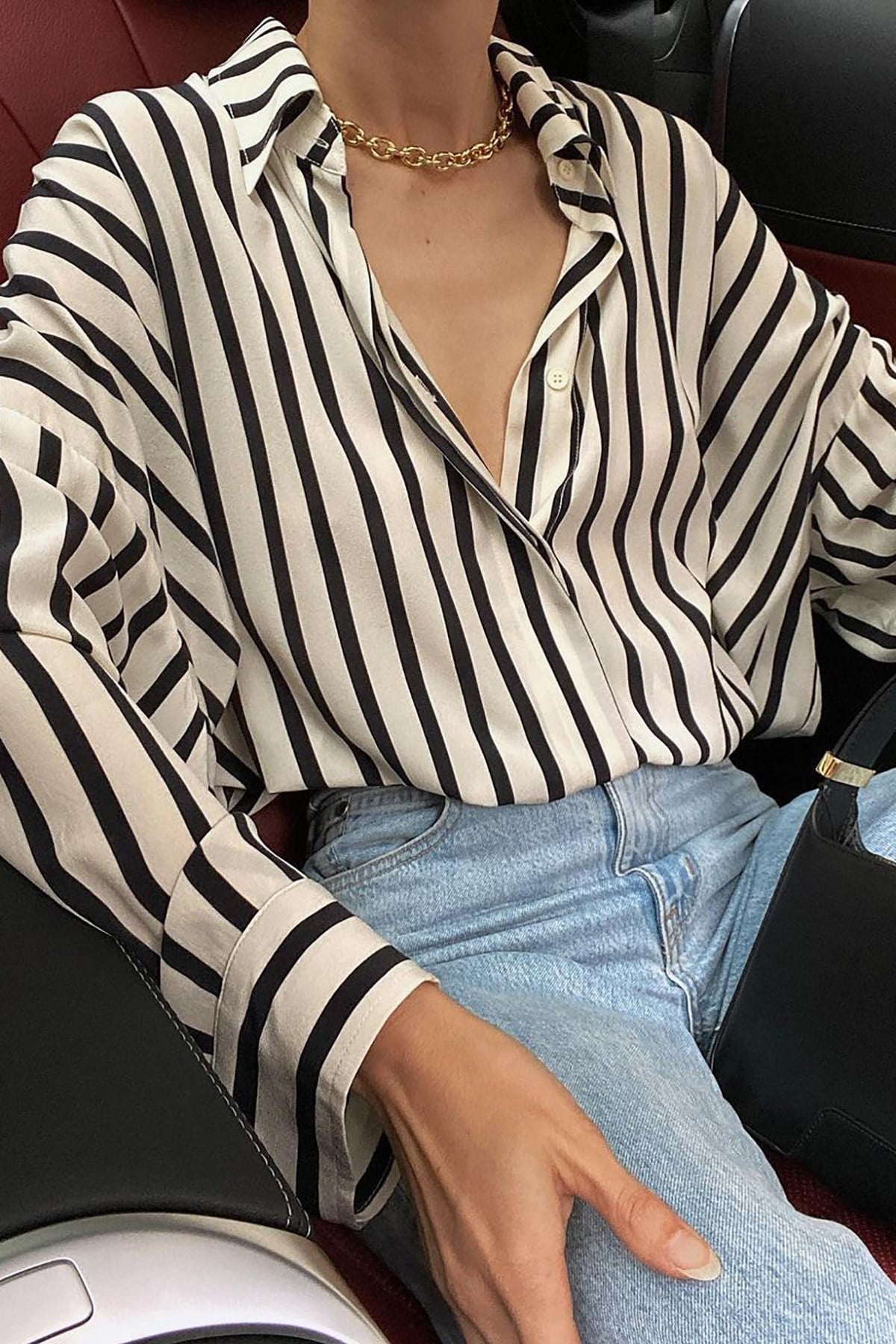 Mad Girls Beyaz Çizgili Gömlek MG1383