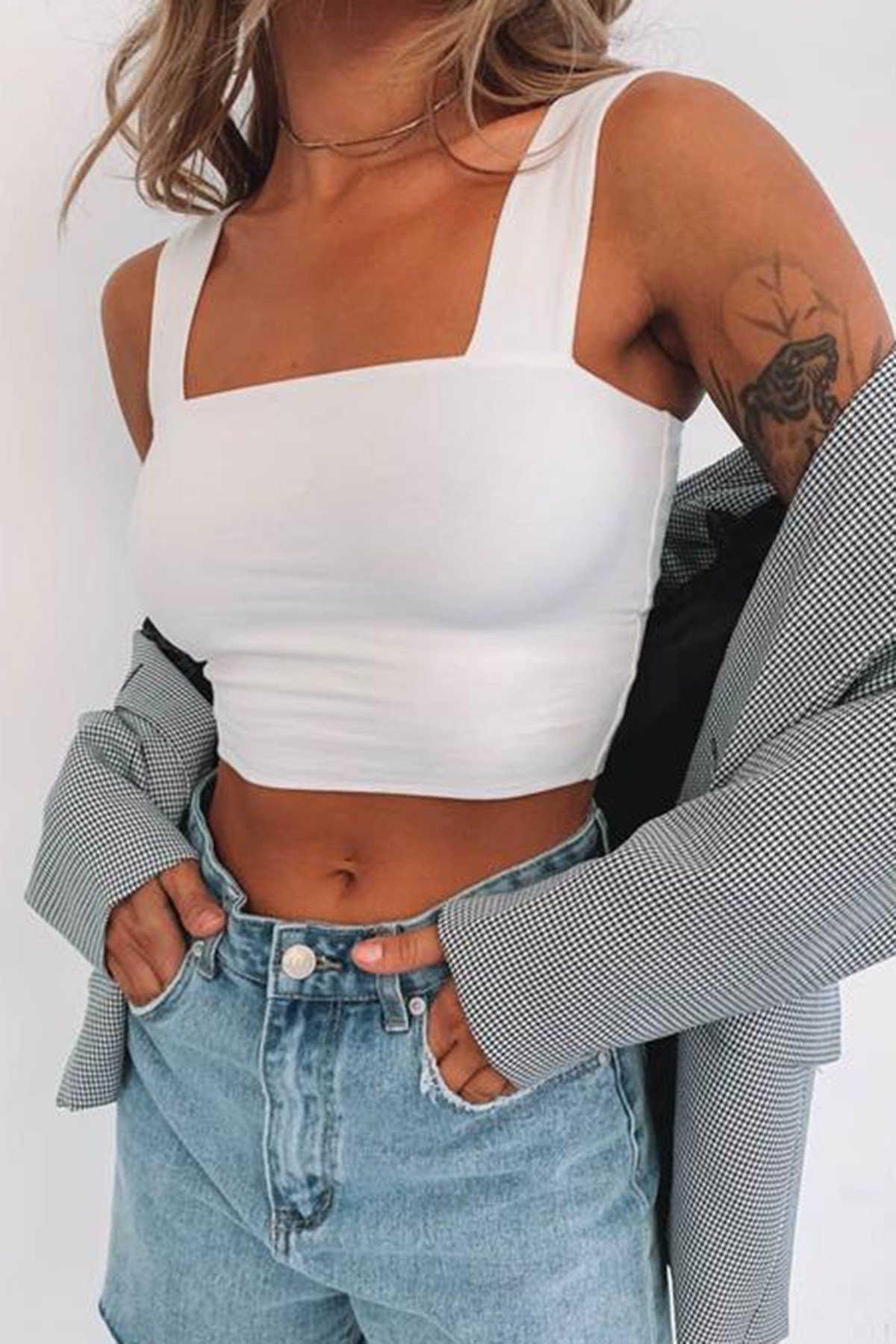 Mad Girls Beyaz Crop MG1010