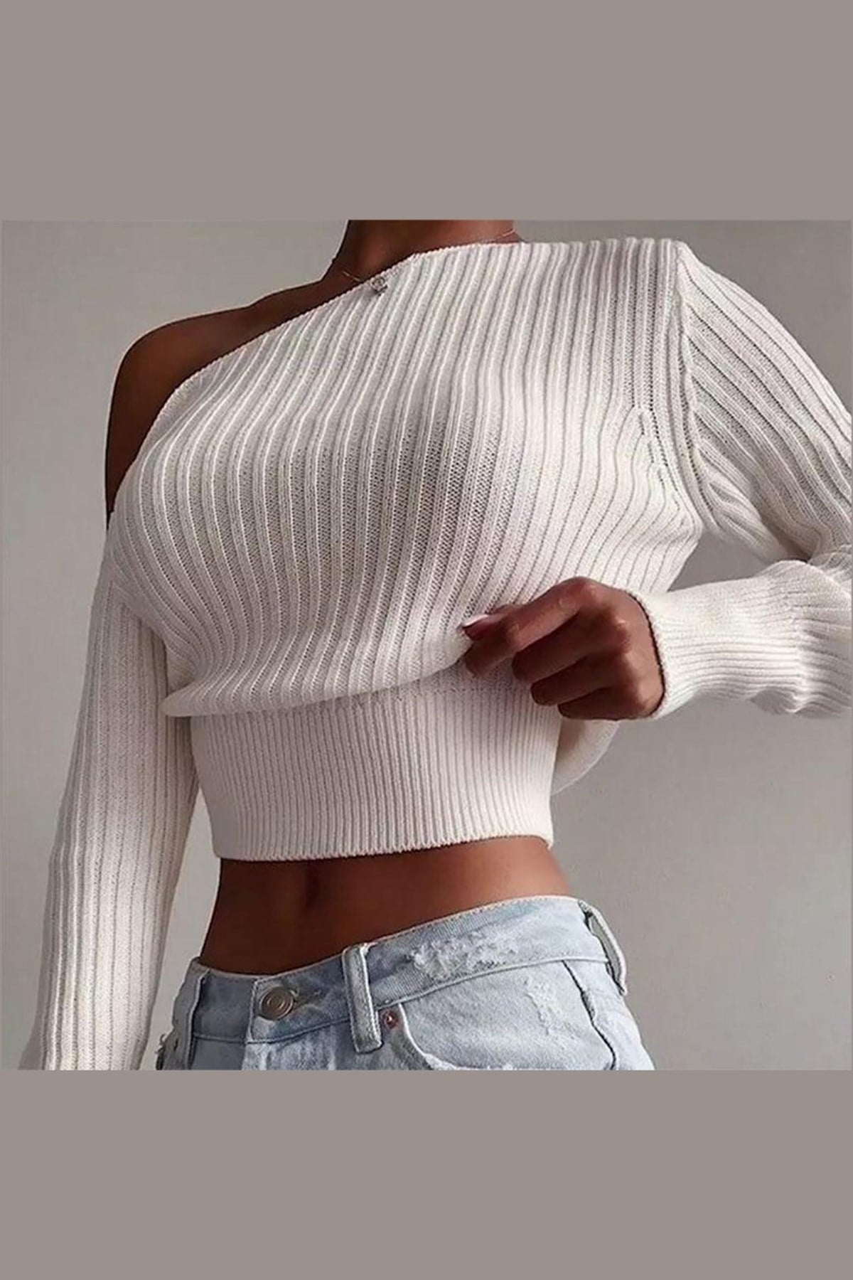 Mad Girls Beyaz Kadın Triko MG855