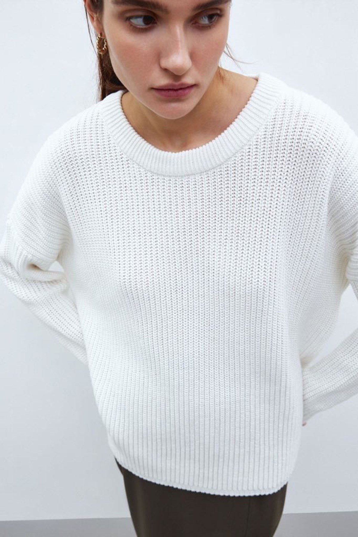 Mad Girls Beyaz Kazak MG1352