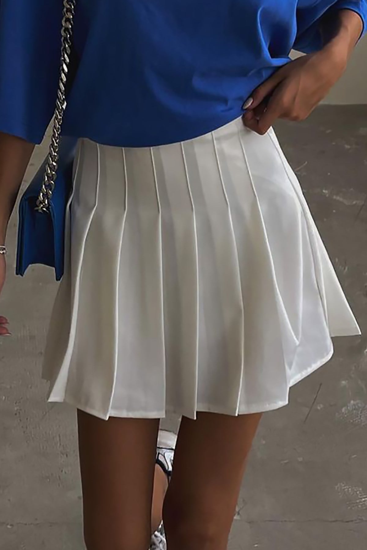 Mad Girls Beyaz Pileli Etek MG1385
