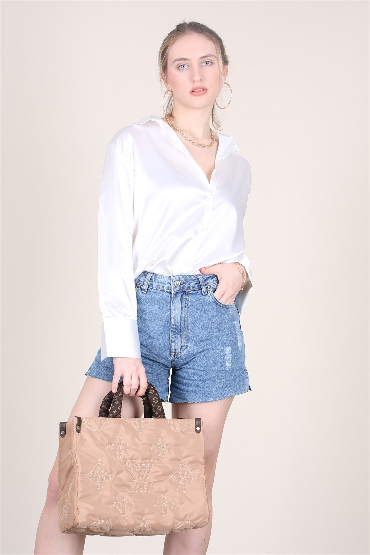 Mad Girls White Satin Shirt MG1104