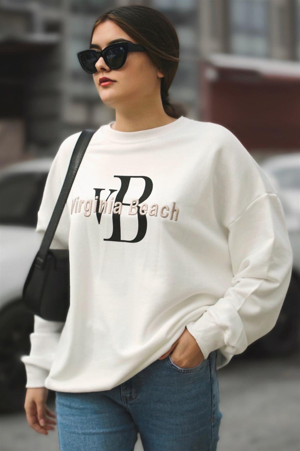 Mad GirlsBeyaz Sweatshirt MG838