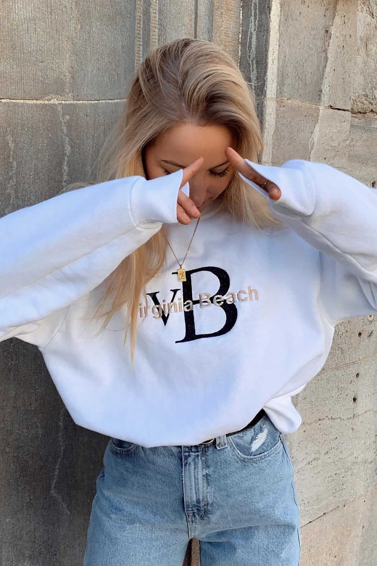Mad GirlsBeyaz Sweatshirt MG838