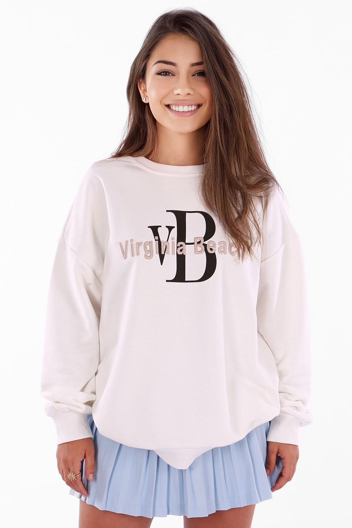 Mad GirlsBeyaz Sweatshirt MG838