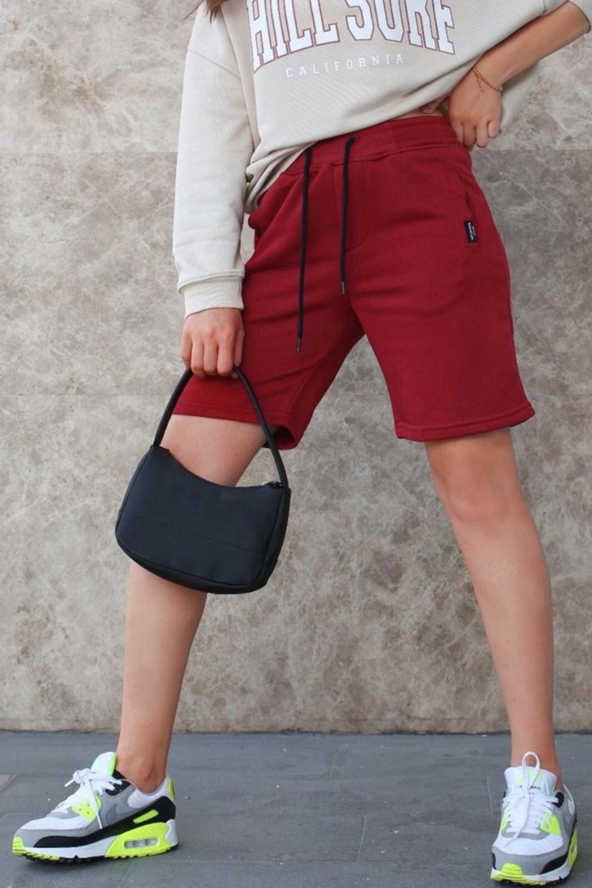 Mad Girls Bordo Kapri Şort MG1171
