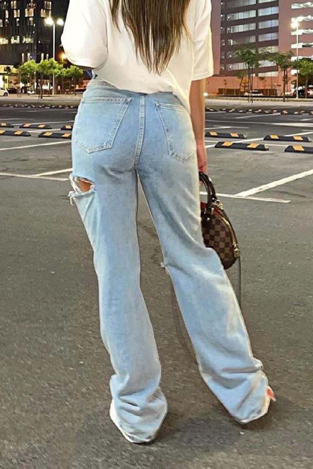 Mad Girls Buz Mavisi Yırtıklı Detaylı Straight Leg Jean Mg1164
