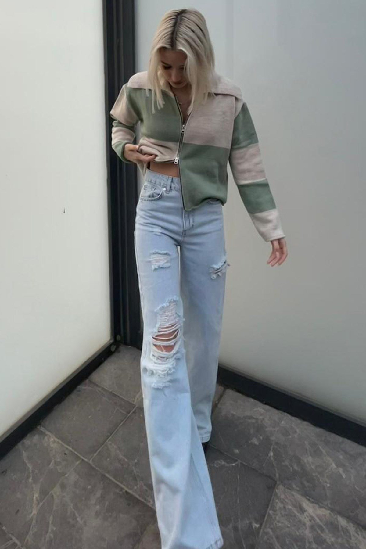 Mad Girls Ice Blue Ripped Jeans Mg1164