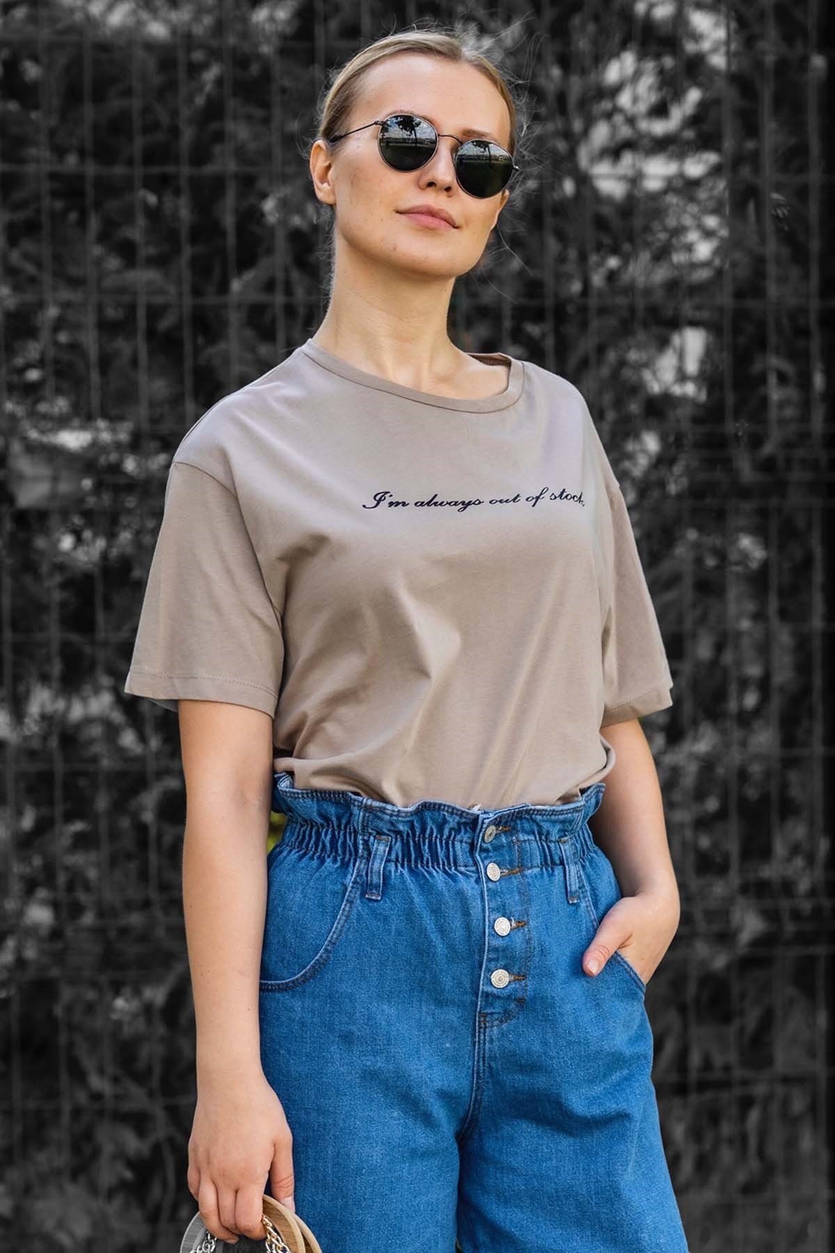 Mad Girls Camel Baskılı Tişört MG457