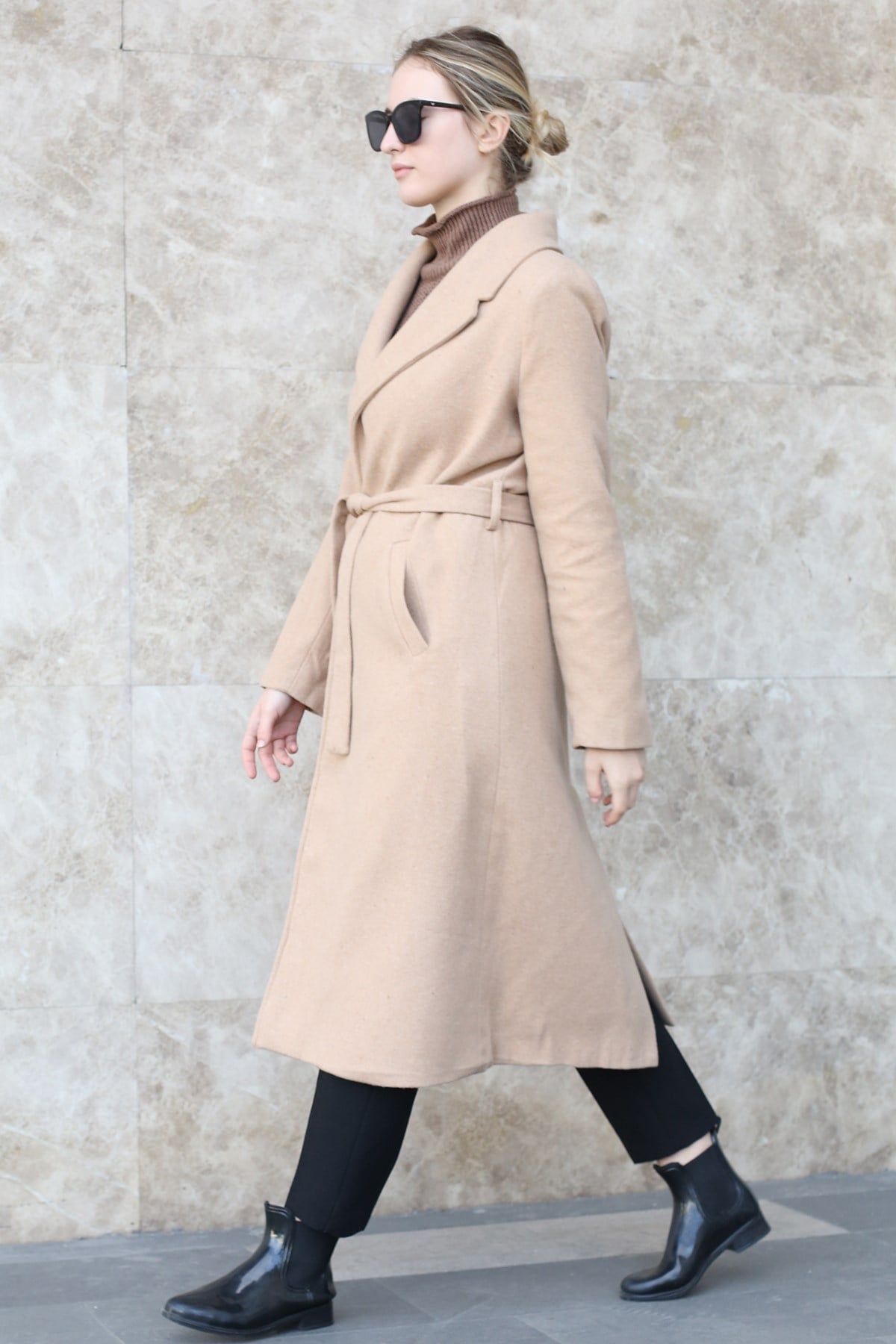 Mad Girls Camel Uzun Kadın Kaban MG1335