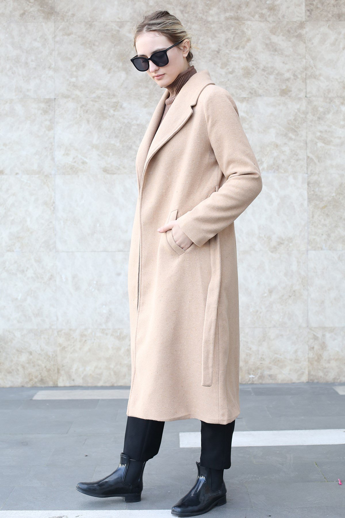 Mad Girls Camel Uzun Kadın Kaban MG1335