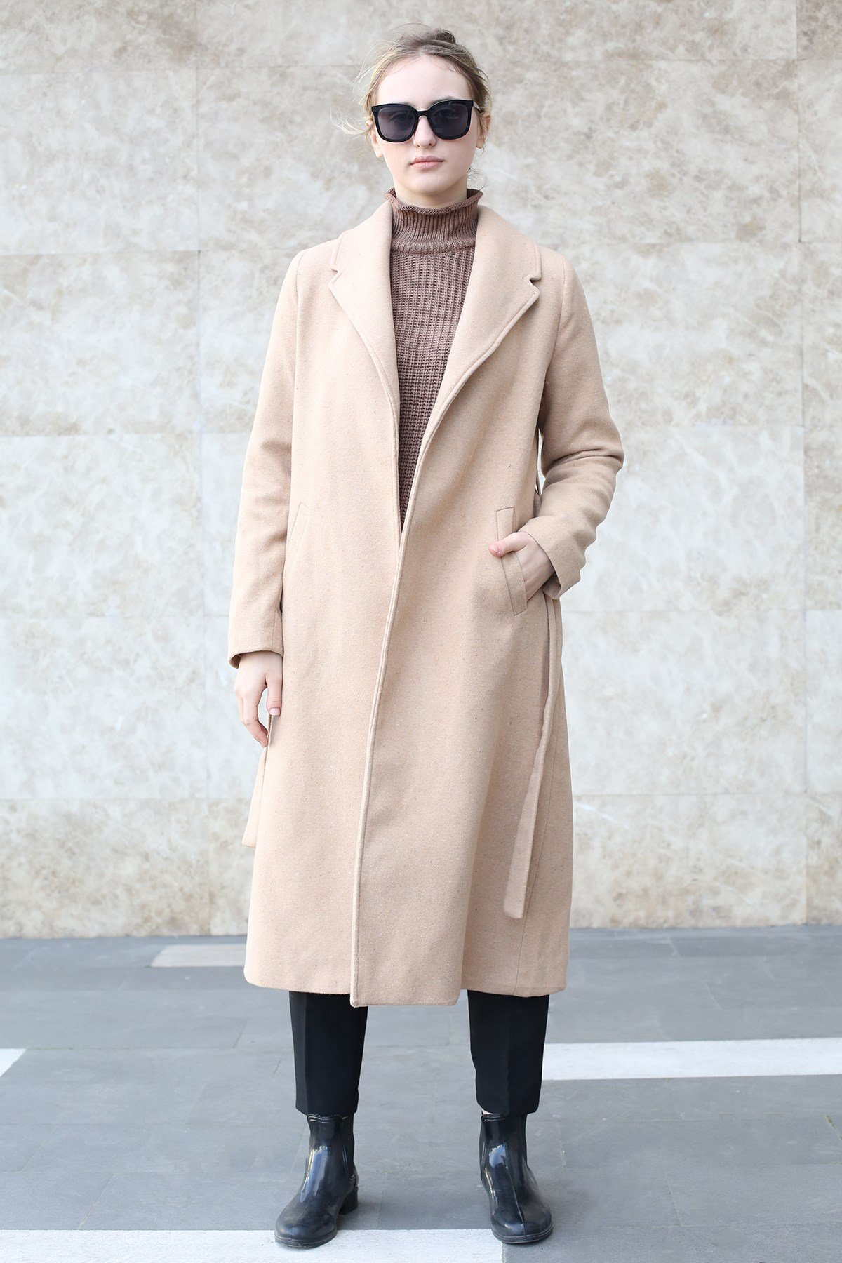 Mad Girls Camel Uzun Kadın Kaban MG1335